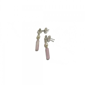 Rose Quartz And Freshwater Pearl Earrings Rose Quartz And Freshwater Pearl Earrings